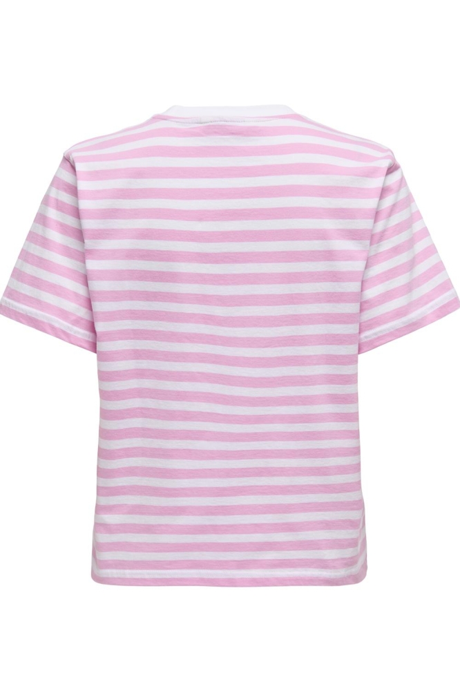 ONLLIVINA S/S STRIPE TEE JRS NOOS 15272227 BONBON/WHITE STRIPES