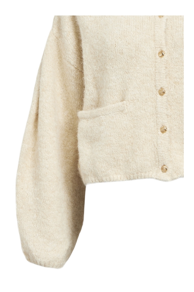 OBJSAGGIA LO L/S KNIT CARDIGAN 135 23045224 WHITE SAND/MELANGE