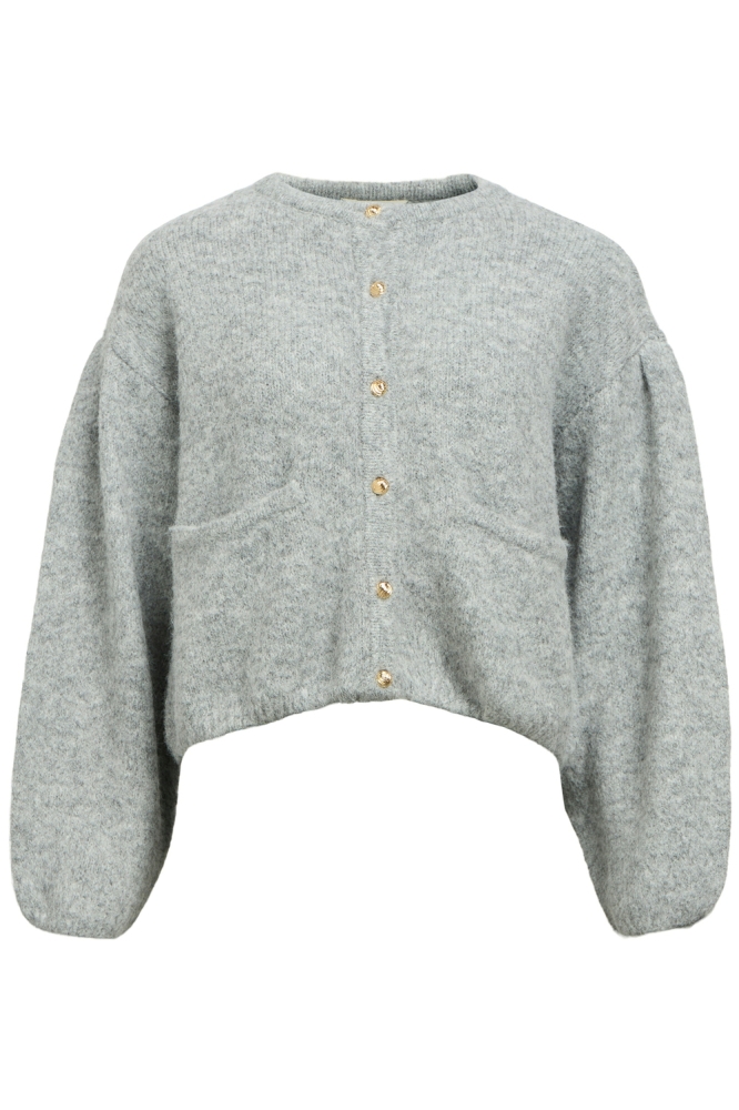 OBJSAGGIA LO L/S KNIT CARDIGAN 135 23045224 MEDIUM GREY MELANGE