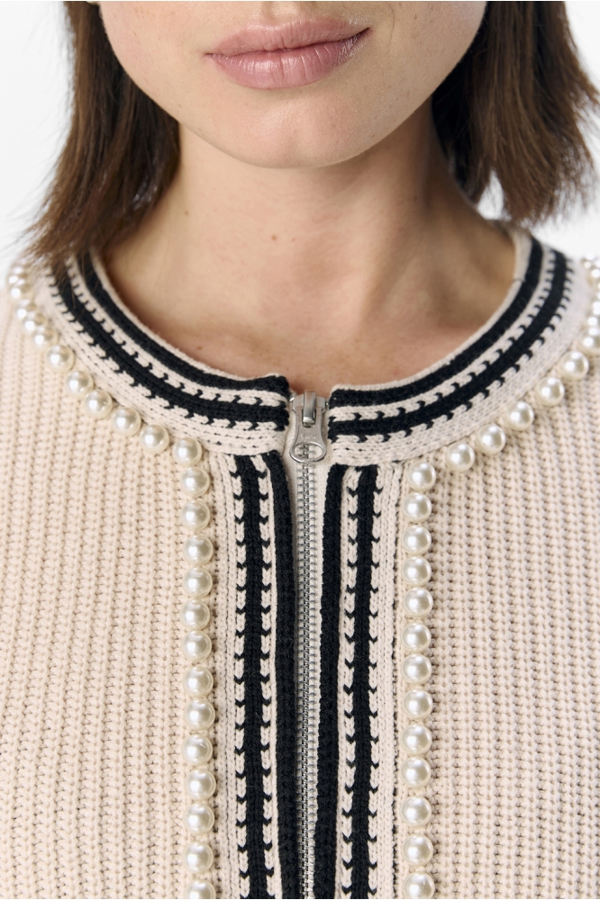 OBJPERLA LS RE KNIT CARDIGAN 136 23045459 WHITE SAND/SKY CAPTAL