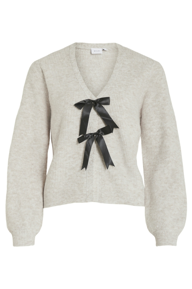 VINELLY L/S KNIT BOW CARDIGAN 14103066 SUPER LIGHT NAT/BOWS