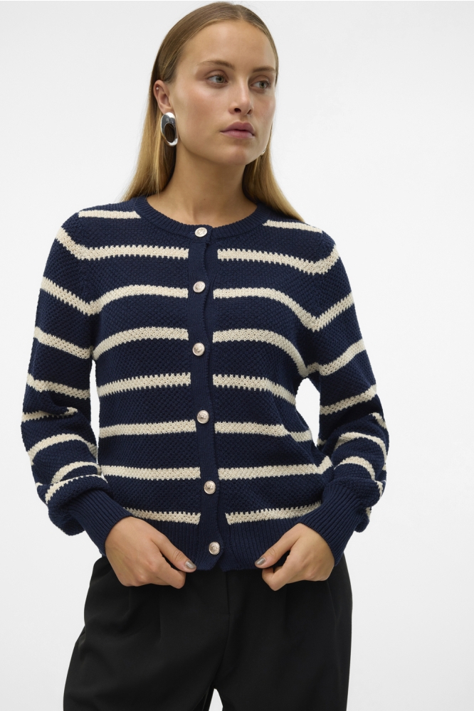 VMAMAZING LS O-NECK CARDIGAN BOO 10319138 Navy Blazer/W . Birch