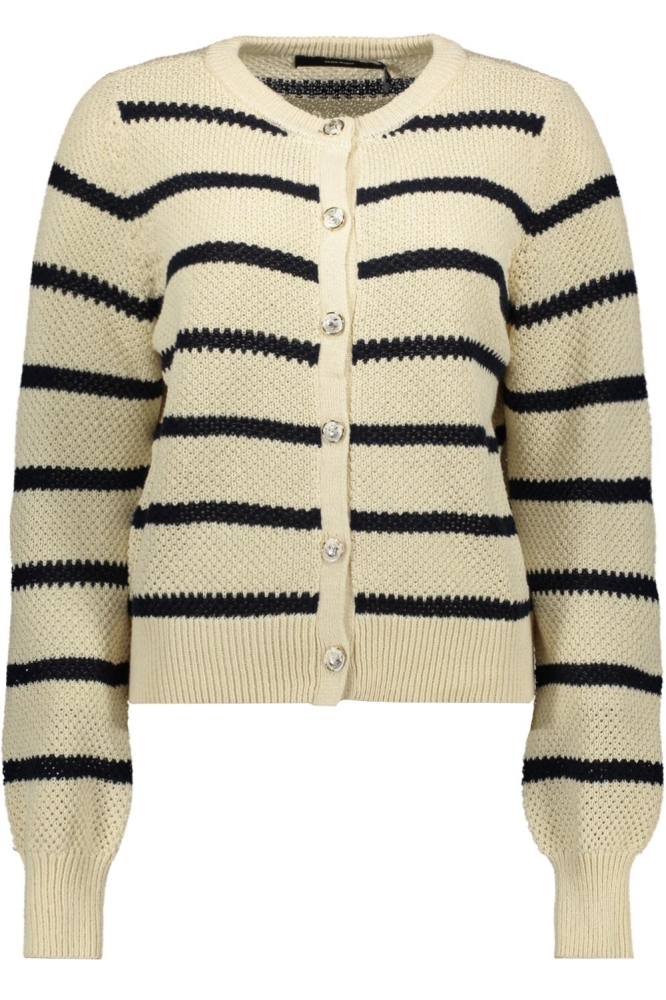 VMAMAZING LS O-NECK CARDIGAN BOO 10319138 Birch/W . NAVY BL