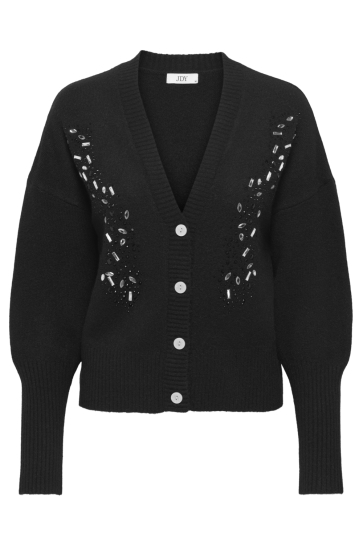 Jacqueline de Yong Vest JDYBRIDGET L/S V-NECK BLING CARDIGA 15337384 BLACK/EMBELLISHM