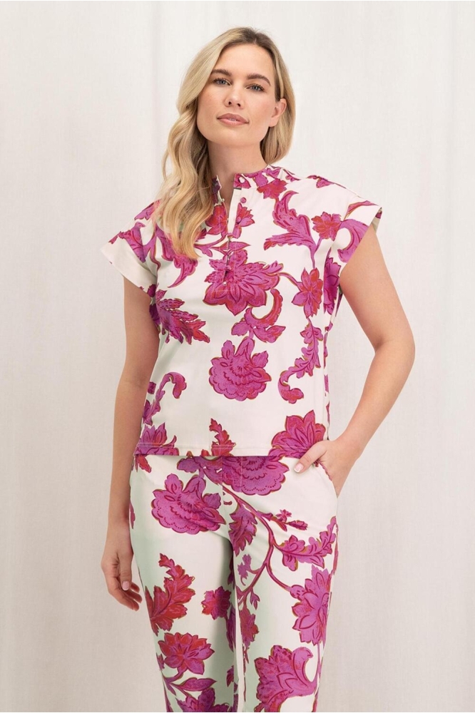 CARLY TOP AT05 07351 342 922 FLOWER GARDEN PRINT