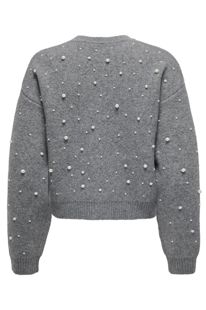 ONLFRANKA LIFE LS PEARL BOMBER KNT 15334886 Medium Grey Mel/WHITE PEARL