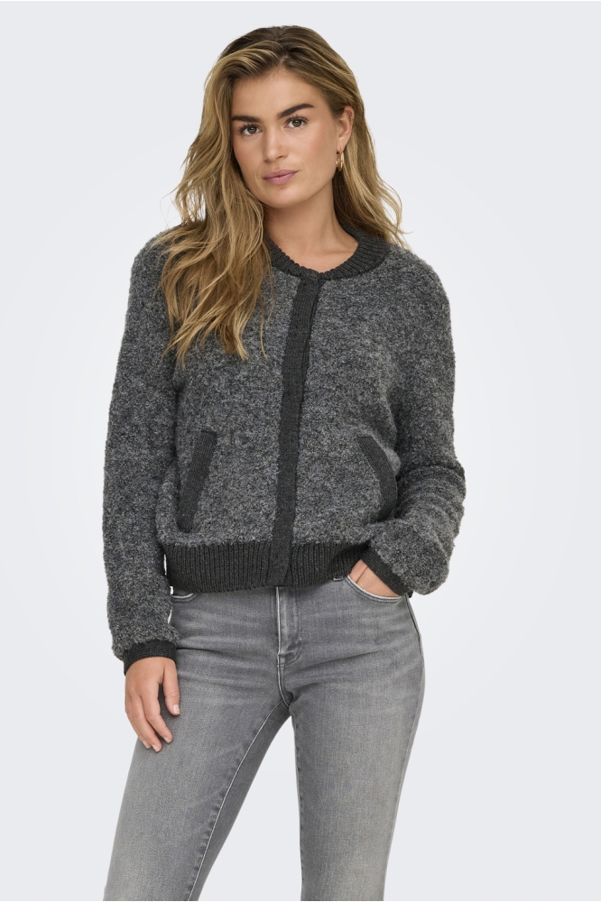 ONLCLEO LS O-NECK CARDIGAN KNT 15334889 DARK GREY MELAN/MGM BODY