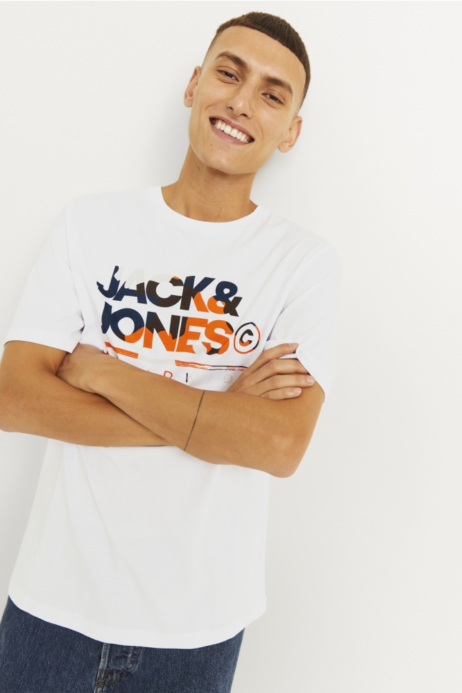 JJLUKE TEE SS CREW NECK 12256785 White/BIG