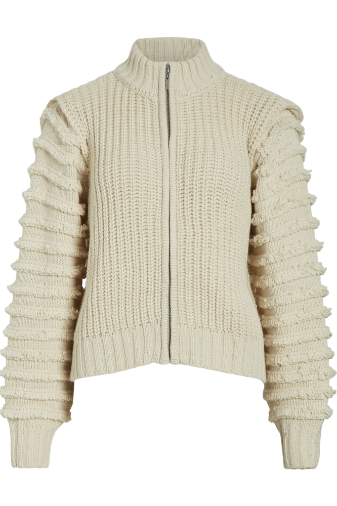 VIELADA HIGH-NECK L/S ZIP KNIT CARD 14099046 BIRCH