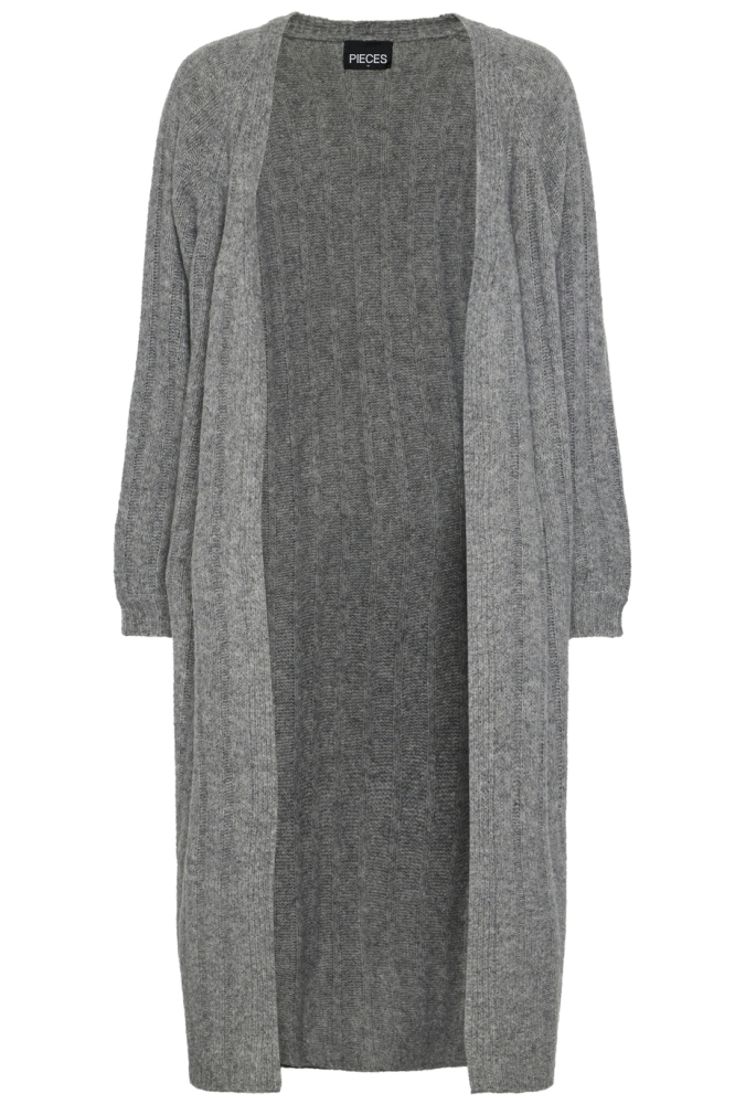 PCMAGGY LS LONG KNIT CARDIGAN NOOS 17150959 MEDIUM GREY MELANGE