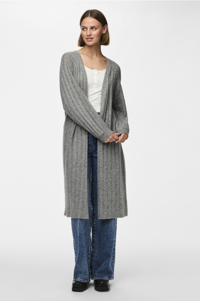 PCMAGGY LS LONG KNIT CARDIGAN NOOS 17150959 MEDIUM GREY MELANGE