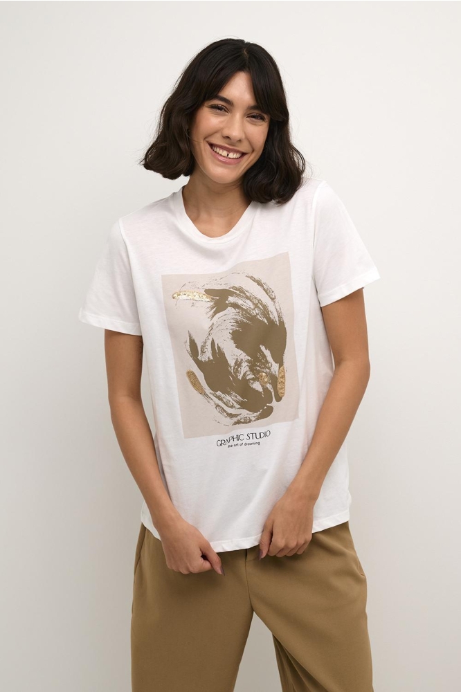 KAPOLLY T SHIRT 10508920 106198 CHALK/SAND GRAPHIC