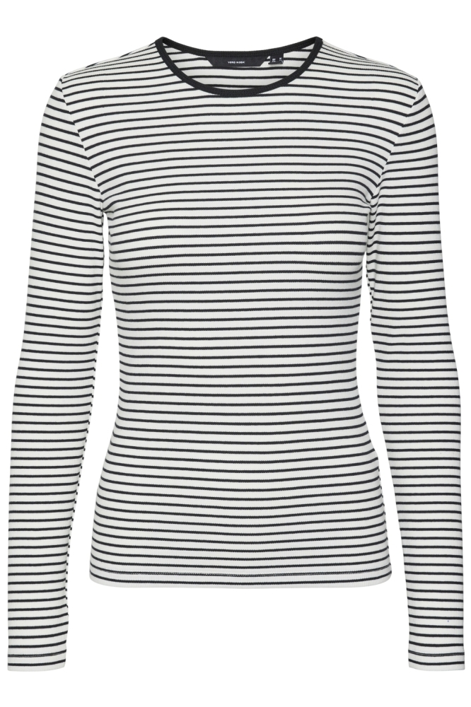 VMCHLOE STRIPE LS TOP GA JRS NOOS 10315385 SNOW WHITE/BLACK