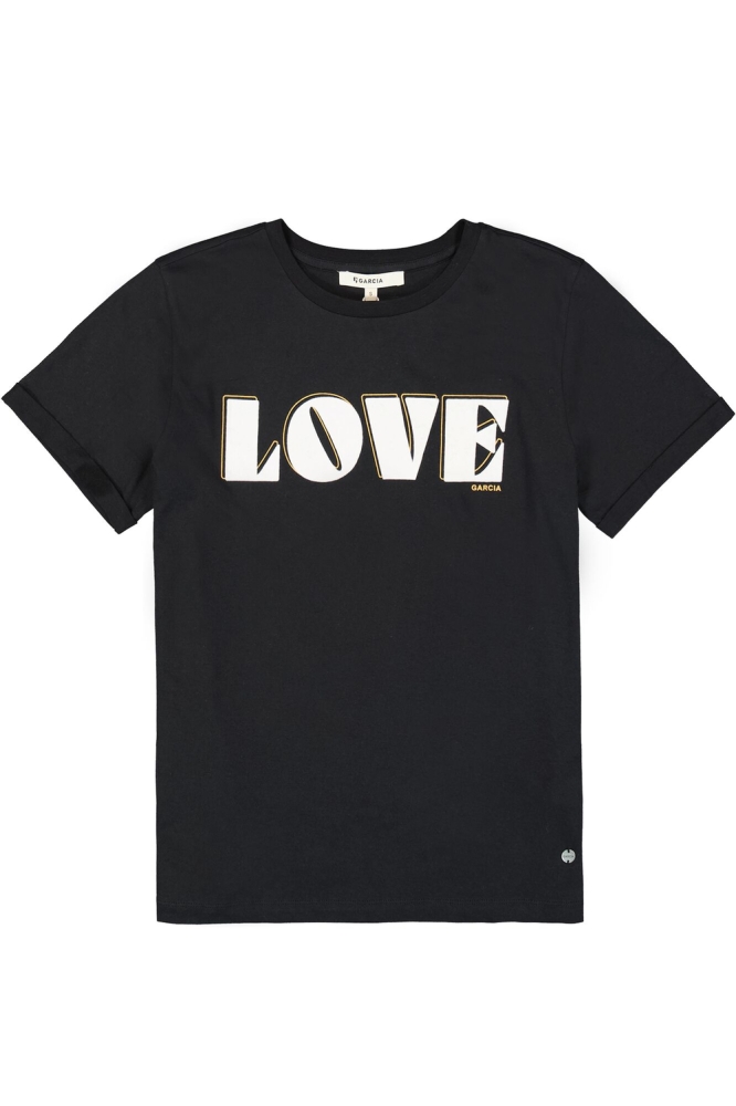 T SHIRT MET TEKST T40201 60 BLACK