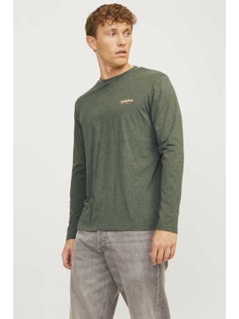 Jack & Jones T-shirt JJALVIS TEE LS CREW NECK 12259735 Kombu Green/Melange