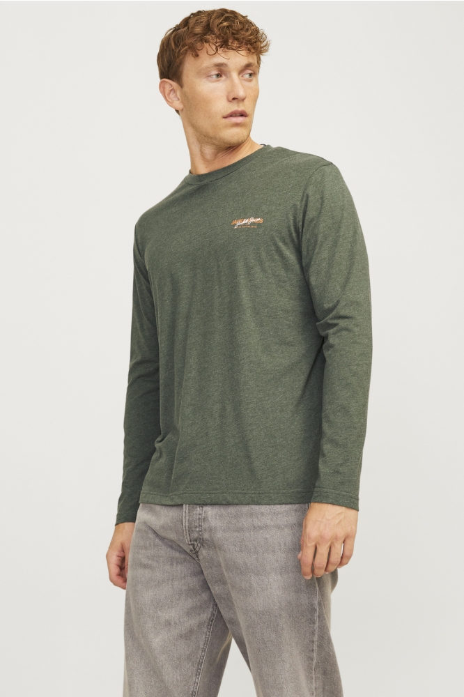 JJALVIS TEE LS CREW NECK 12259735 Kombu Green/Melange