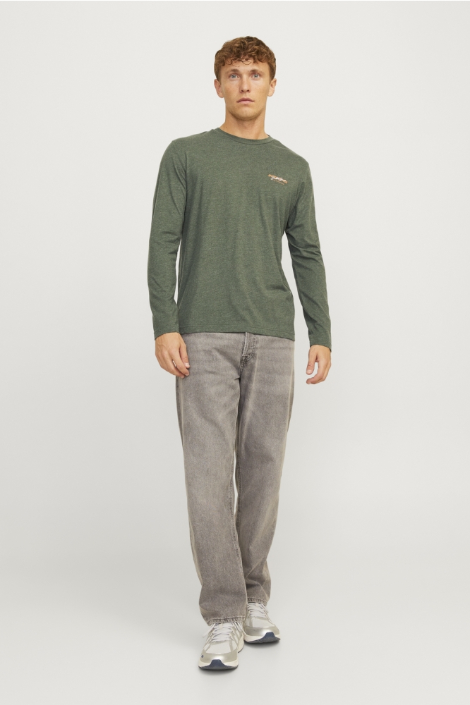 JJALVIS TEE LS CREW NECK 12259735 Kombu Green/Melange