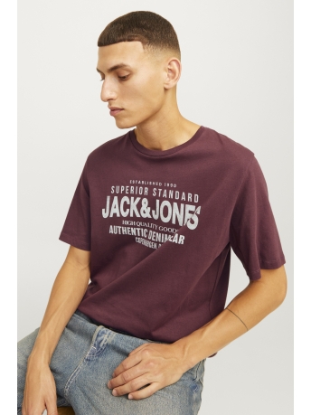 Jack & Jones T-shirt JJJEANS TEE SS O-NECK LN 12256779 Vineyard Wine