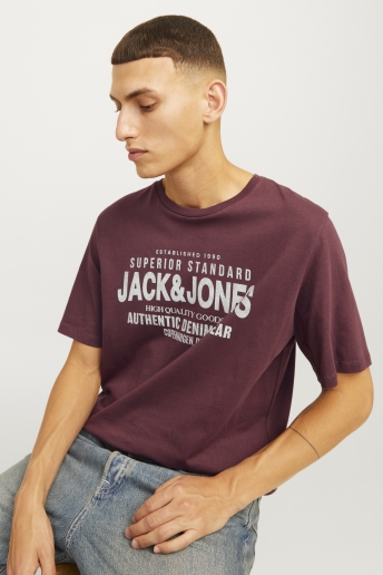 Jack & Jones T-shirt JJJEANS TEE SS O-NECK LN 12256779 Vineyard Wine