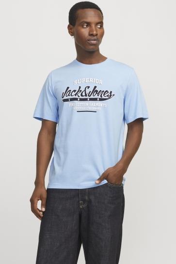 Jack & Jones T-shirt JJELOGO TEE SS O-NECK 2 COL SS25 SN 12268267 CHAMBRAY BLUE/MELANGE