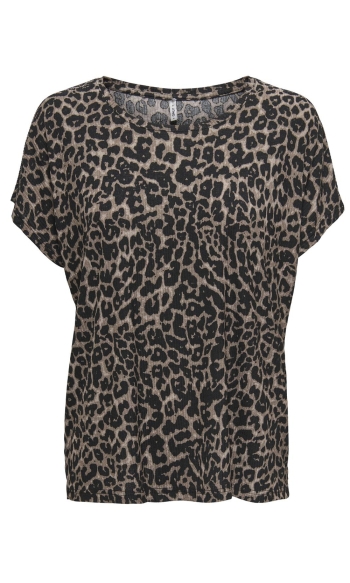 ONLNIKKIE S/S AOP TOP CS JRS 15344399 BLACK/FANCY LEO