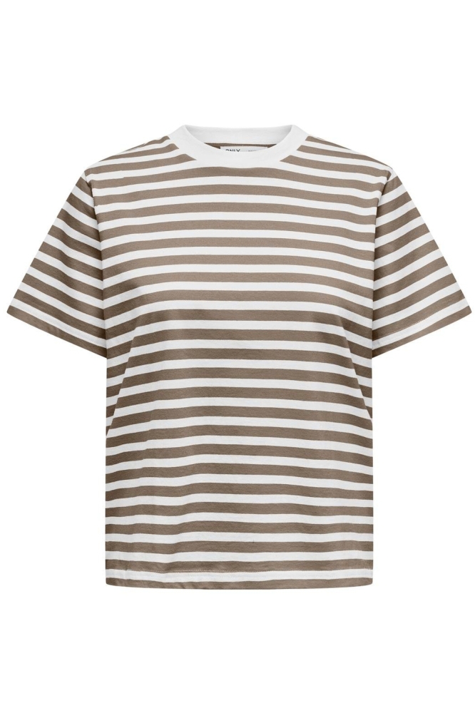 ONLLIVINA S/S STRIPE TEE JRS NOOS 15272227 WALNUT/WHITE STRIPES