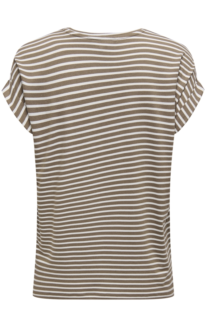 ONLMOSTER STRIPE S/S O-NECK TOP JRS 15206243 CARIBOU/CLOUD DANCER