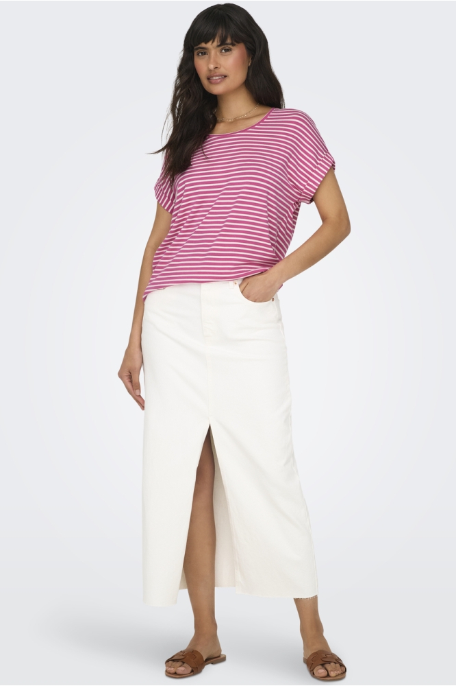 ONLMOSTER STRIPE S/S O-NECK TOP JRS 15206243 GIN FIZZ/CLOUD DANCER