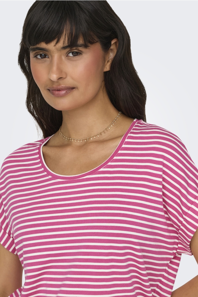 ONLMOSTER STRIPE S/S O-NECK TOP JRS 15206243 GIN FIZZ/CLOUD DANCER