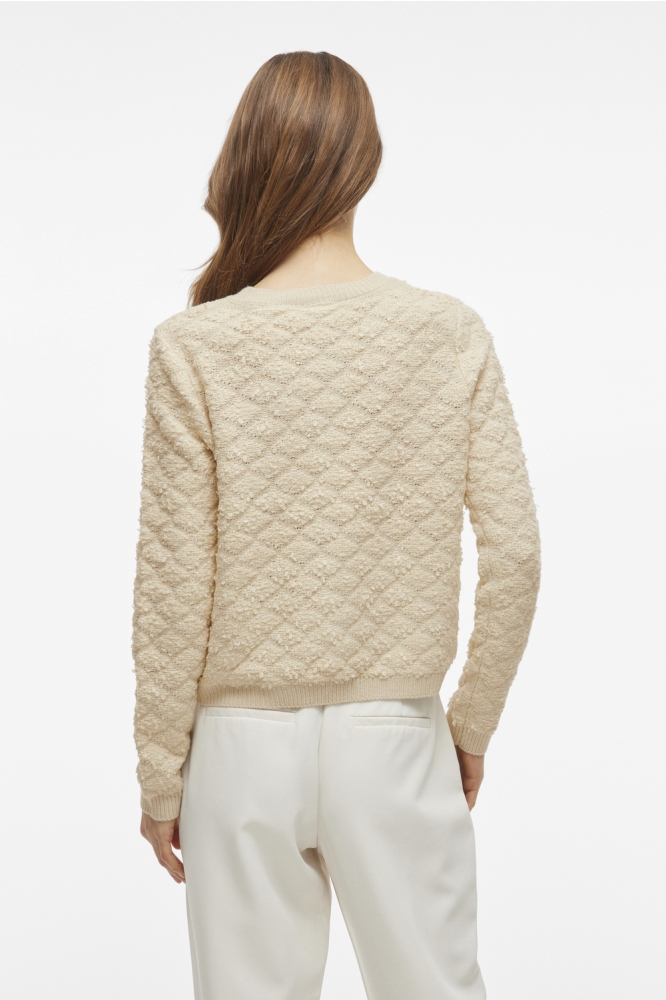 VIINEYAH O-NECK L/S BUTTON KNIT CAR 14104613 BIRCH/GOLD BUTTO