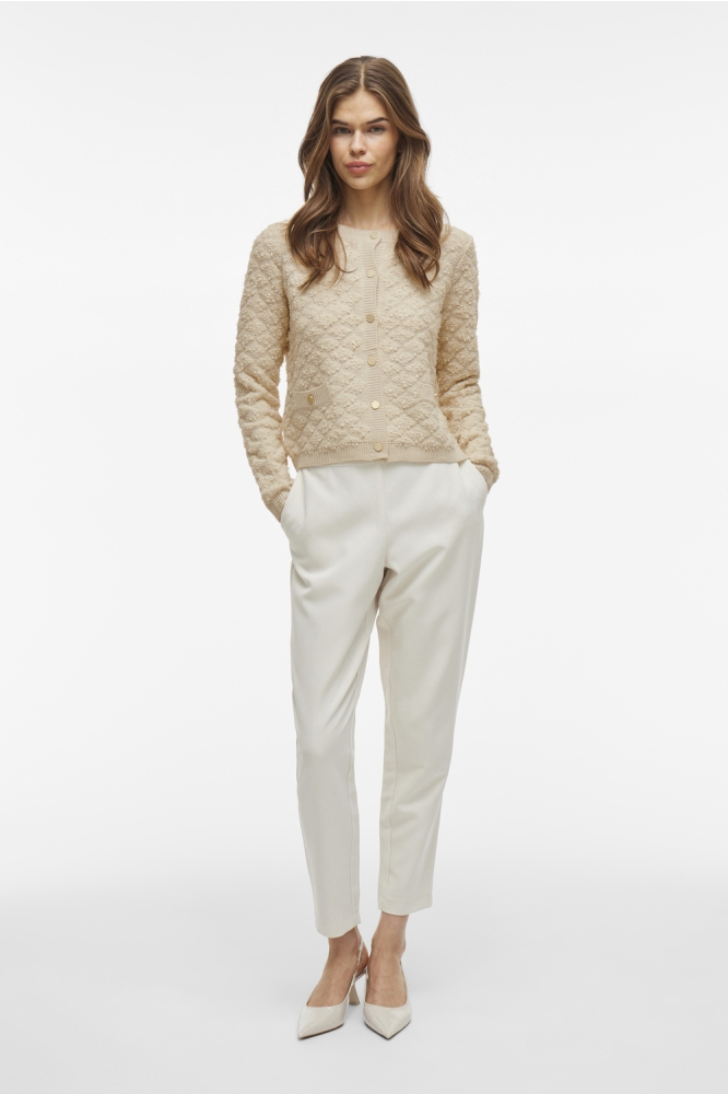 VIINEYAH O-NECK L/S BUTTON KNIT CAR 14104613 BIRCH/GOLD BUTTO