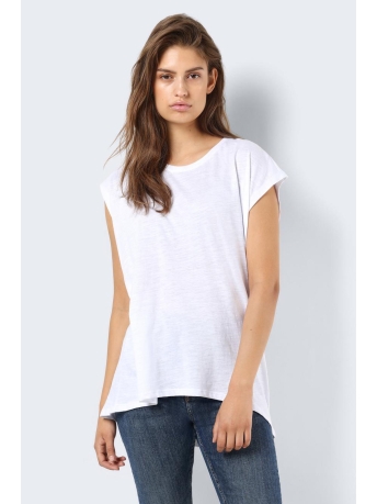 Noisy may T-shirt NMMATHILDE S/S LOOSE LONG TOP FWD N 27002573 Bright White