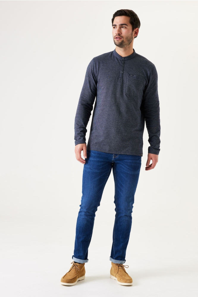 T SHIRT MET LANGE MOUWEN U41010 1863 DUSTY BLUE