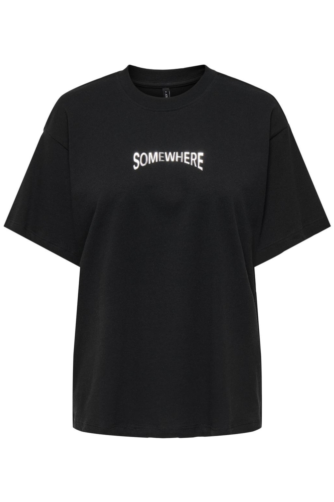 ONLWENDY LIFE S/S TEXT DETAIL TOP J 15343922 BLACK/SOMEWHERE