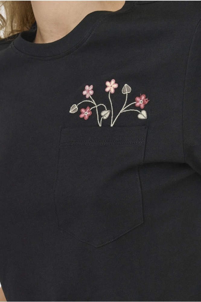 ONLPOLLY LIFE REG S/S POCKET TOP BO 15317989 Black/Flower bouquet