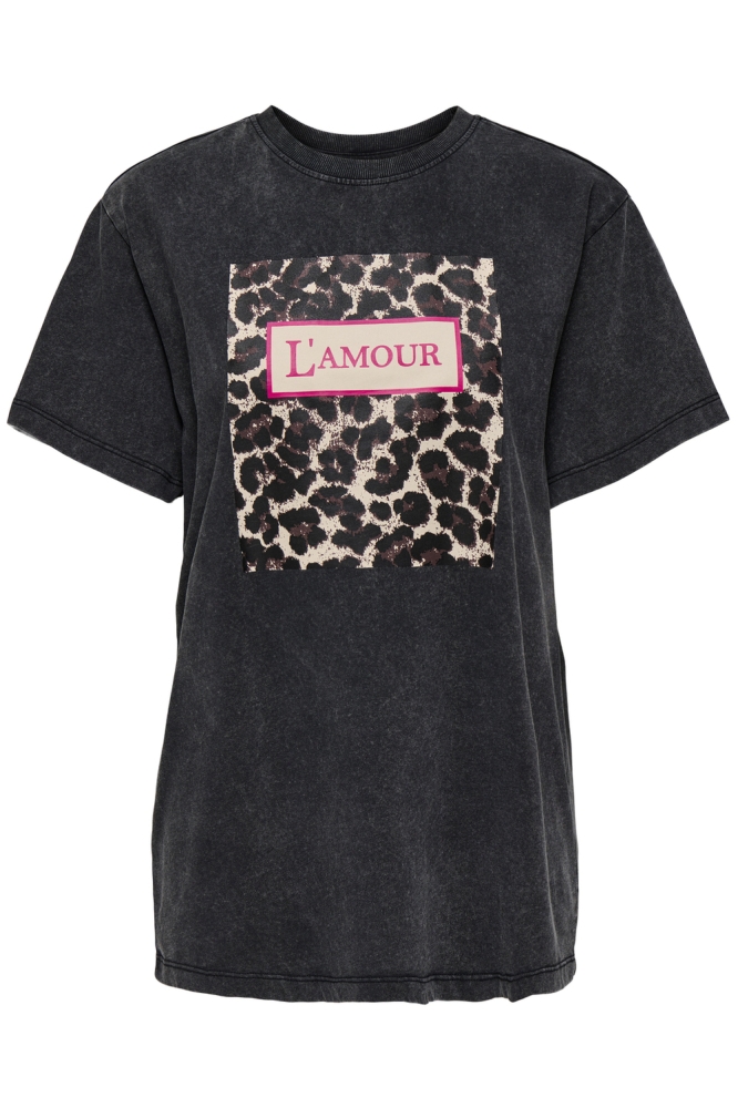 ONLFLEUR LIFE S/S TEE CS JRS 15346852 BLACK/WASHED LAMOUR LEO