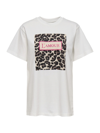 Only T-shirt ONLFLEUR LIFE S/S TEE CS JRS 15346852 BRIGHT WHITE/LAMOUR LEO