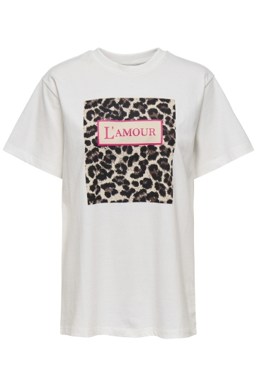 Only T-shirt ONLFLEUR LIFE S/S TEE CS JRS 15346852 BRIGHT WHITE/LAMOUR LEO