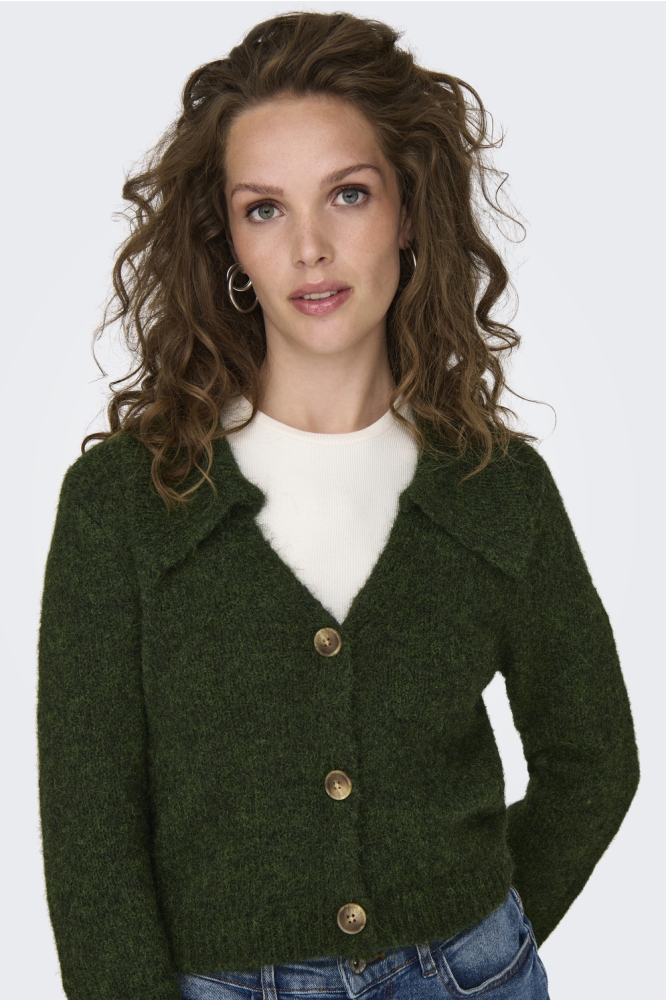 JDYZOEY LIFE L/S COLLAR CARDIGAN KN 15330585 WINTER MOSS/MELANGE