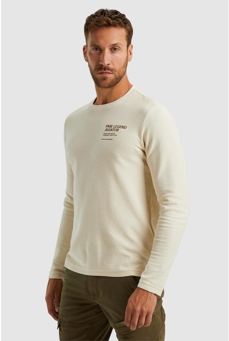 PME legend long sleeve r-neck structured piqu