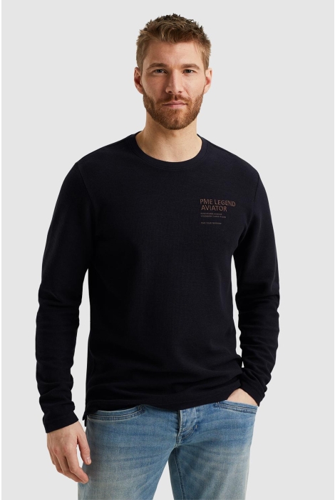 PME legend long sleeve r-neck structured piqu