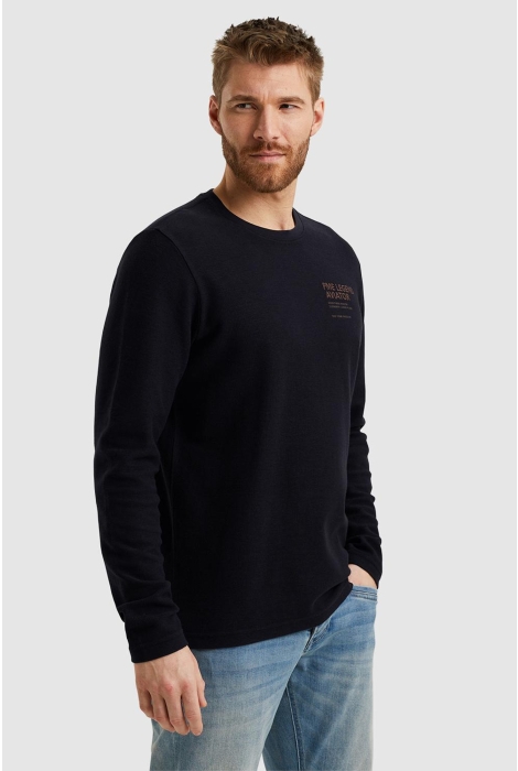 PME legend long sleeve r-neck structured piqu