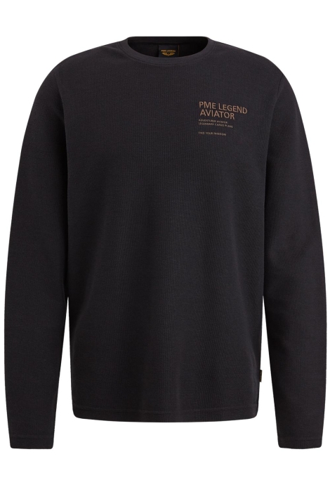 PME legend long sleeve r-neck structured piqu