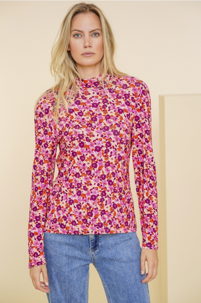 TSHIRT MET KLEURRIJKE BLOEMENPRINT 42902 40 000420 PINK/BURGUNDY/ORANGE