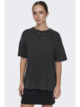 Jacqueline de Yong T-shirt JDYCARLA S/S O-NECK STUD T-SHIRT JR 15346243 Phantom/NECKLINE