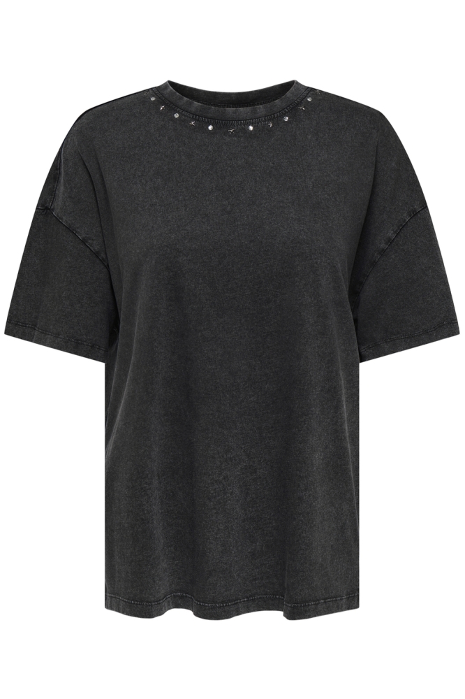 JDYCARLA S/S O-NECK STUD T-SHIRT JR 15346243 Phantom/NECKLINE