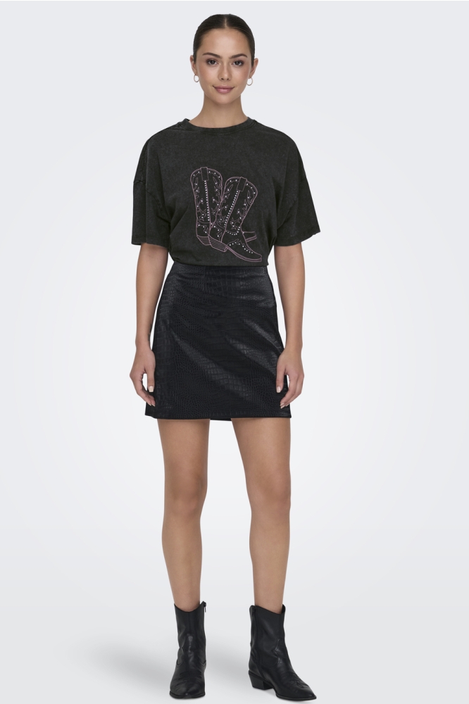 JDYCARLA S/S O-NECK STUD T-SHIRT JR 15346243 Phantom/BOOTS