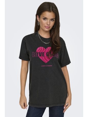 Only T-shirt ONLNINNA LIFE S/S FLEUR TOP BOX JRS 15333510 BLACK/ LOVE CLUB