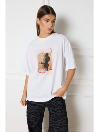 Refined Department T-shirt KNITTED OVERSIZED T SHIRT MAGGY R2409713645 001 WHITE