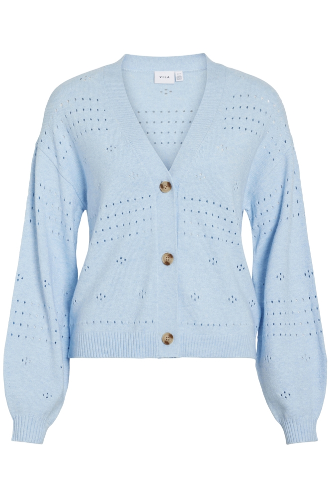 VIRIL V-NECK L/S KNIT CARDIGAN - NO 14102703 KENTUCKY BLUE/MELANGE